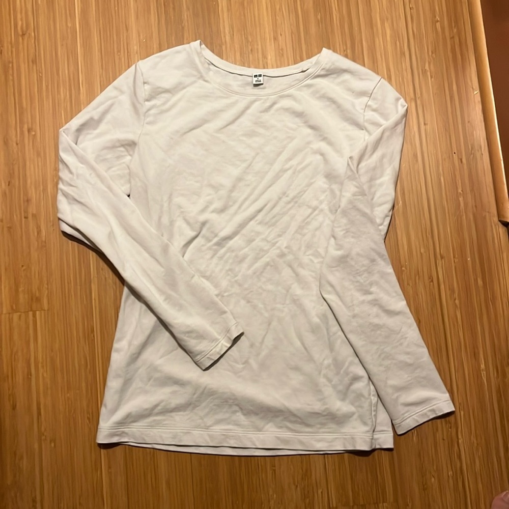 Uniqlo cotton heattech long sleeve in cream sz s